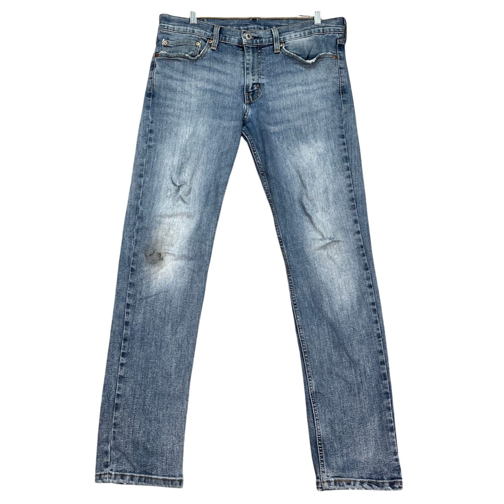 Levi's 501 Original Fit Jeans Men 32x32 Light Wash Straight Leg Denim Distressed